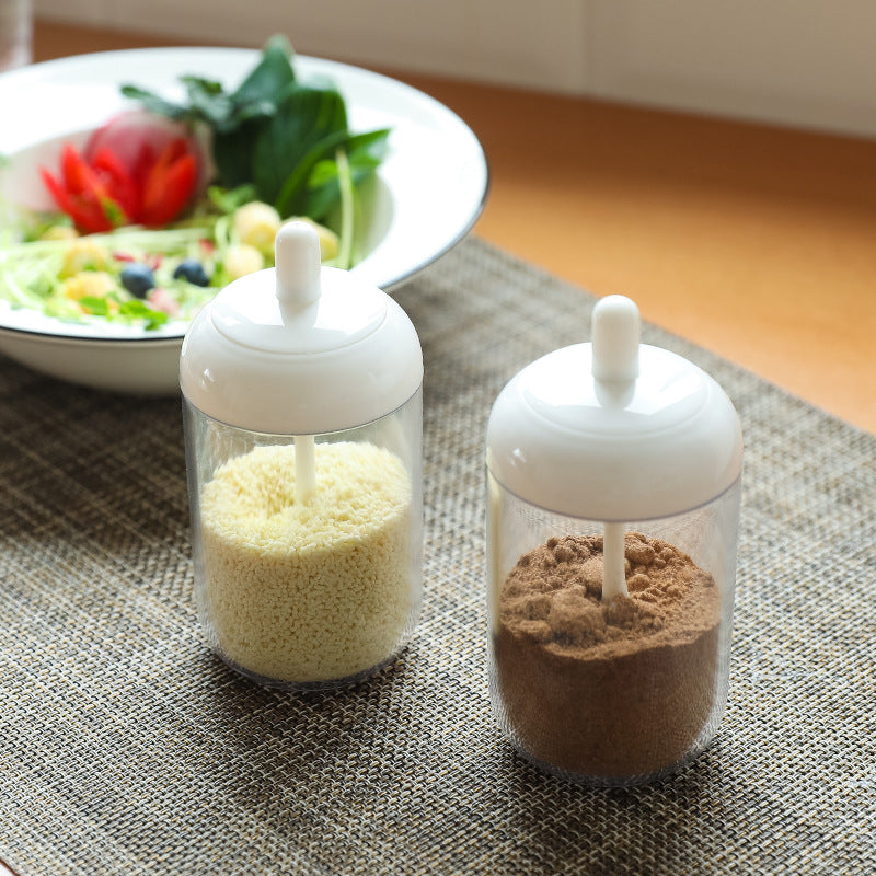 Transparent Spice Jar Set with Spoon and Lid – 4 Pack Seasoning Containers