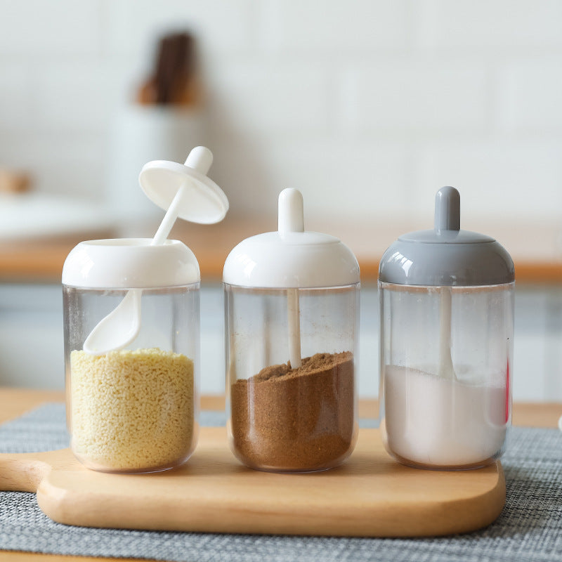 Transparent Spice Jar Set with Spoon and Lid – 4 Pack Seasoning Containers