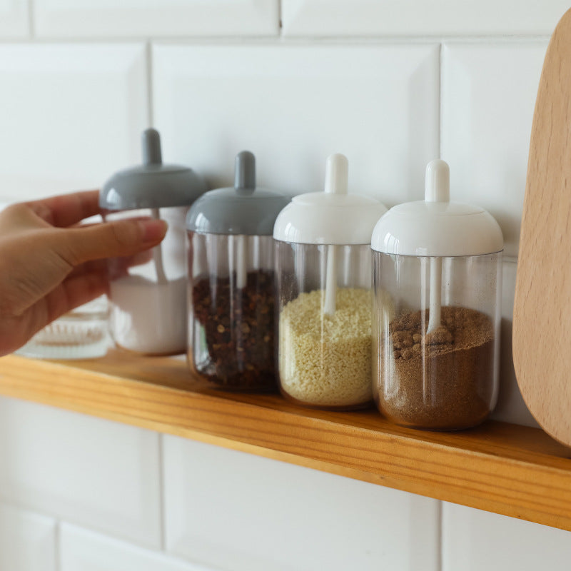 Transparent Spice Jar Set with Spoon and Lid – 4 Pack Seasoning Containers
