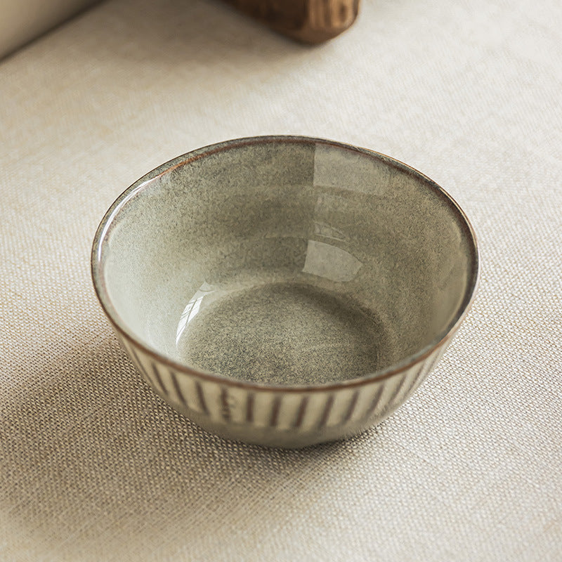 Vintage Glazed Ceramic Bowl Set – Handmade Pottery Texture Design, Multi-Purpose Rice, Soup & Salad Bowls (Set of 2)