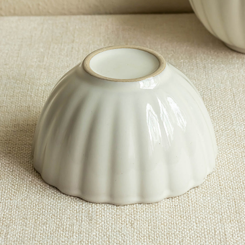 Vintage Petal-Pattern Ceramic Bowl Set – Elegant Rice, Soup & Dessert Bowls, Nordic Style Tableware (Set of 2)