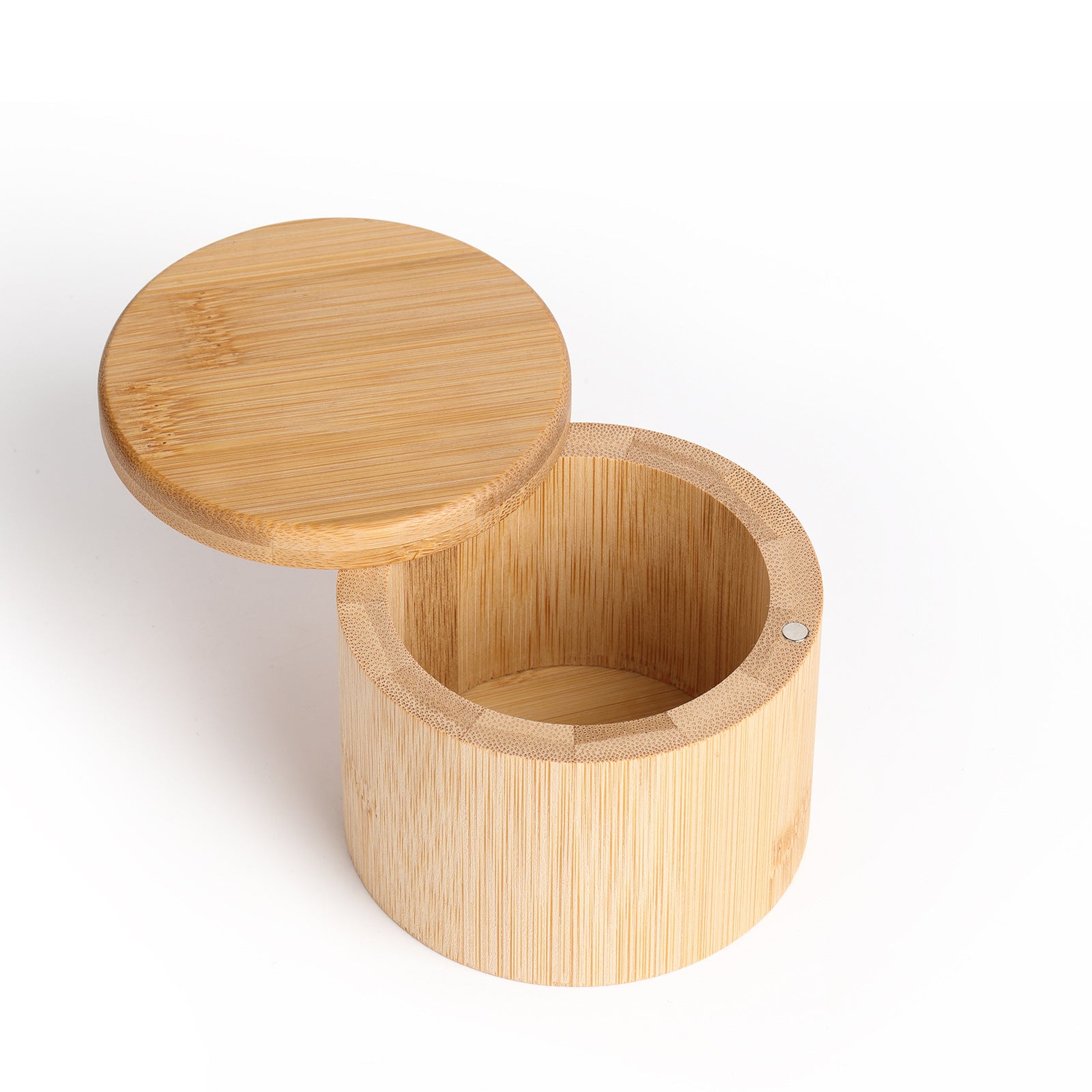 Natural Bamboo Double Spice Jar with Magnetic Swivel Lid and Spoon – Kitchen Seasoning Container