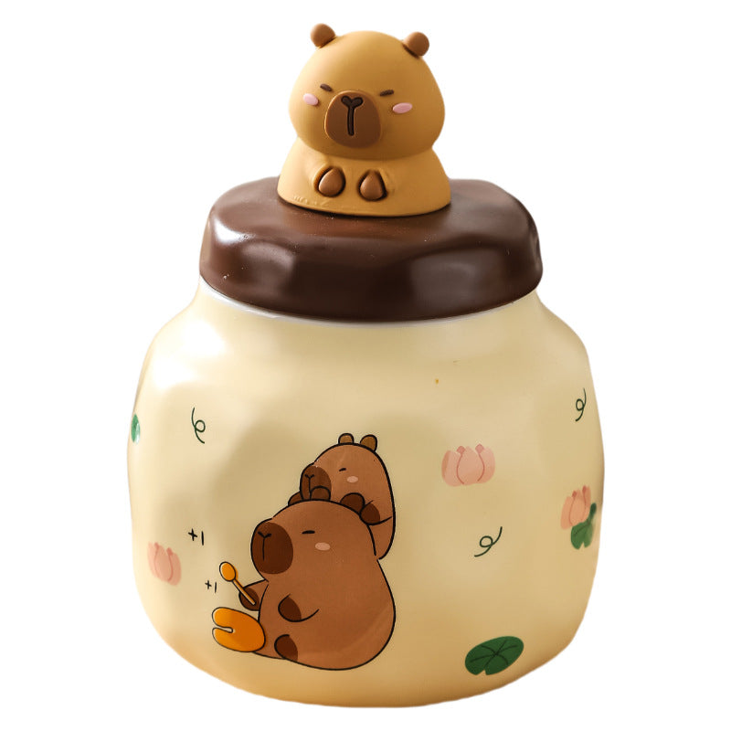 Capybara Ceramic Spice Jar Set of 3 with Tray and Spoons – Cute Kitchen Storage