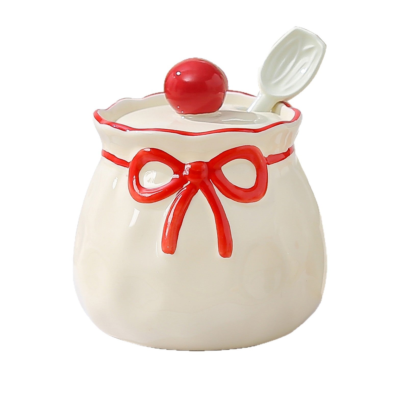 Ins - style Butterfly - bow Ceramic Spice Jar Set of 3 with Spoons & Wooden Tray, Cute Girly - heart Kitchen Seasoning Storage Jars